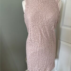Sleeveless Lace Shift Dress - Blush Pink